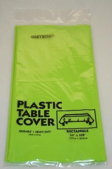 (image for) Lime Green Plastic Table Cover ~ Rectangle - Click Image to Close